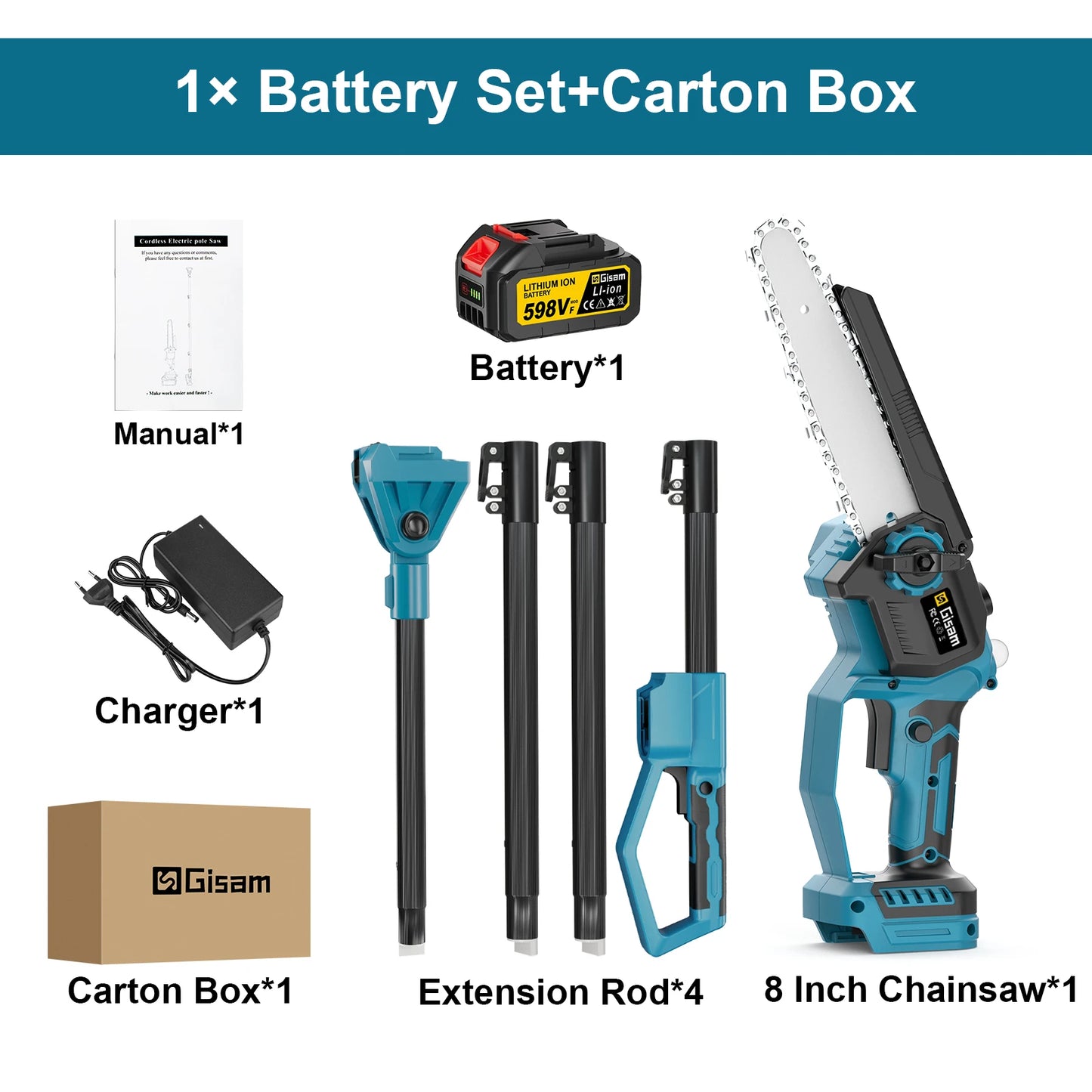DIY Tool Center™ 8" Electric Pole Chainsaw for High Branch Pruning