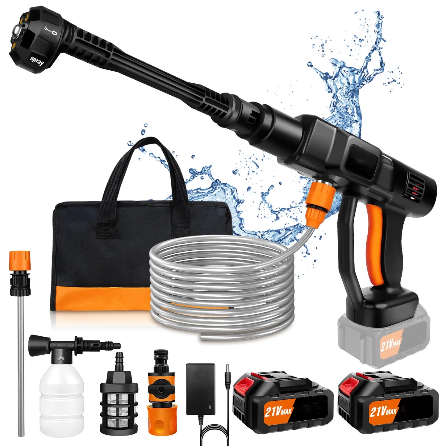 DIY Tool Center™ 6-in-1 21V Cordless High-Pressure Washer Gun