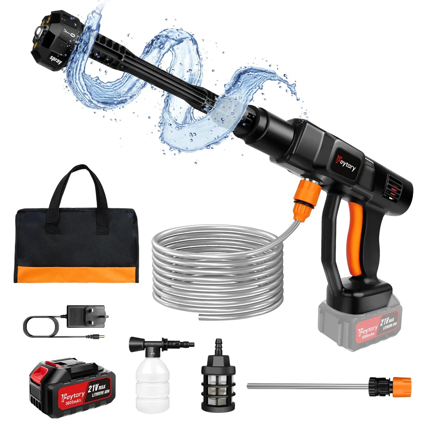 DIY Tool Center™  6-in-1 21V Cordless High-Pressure Washer Gun