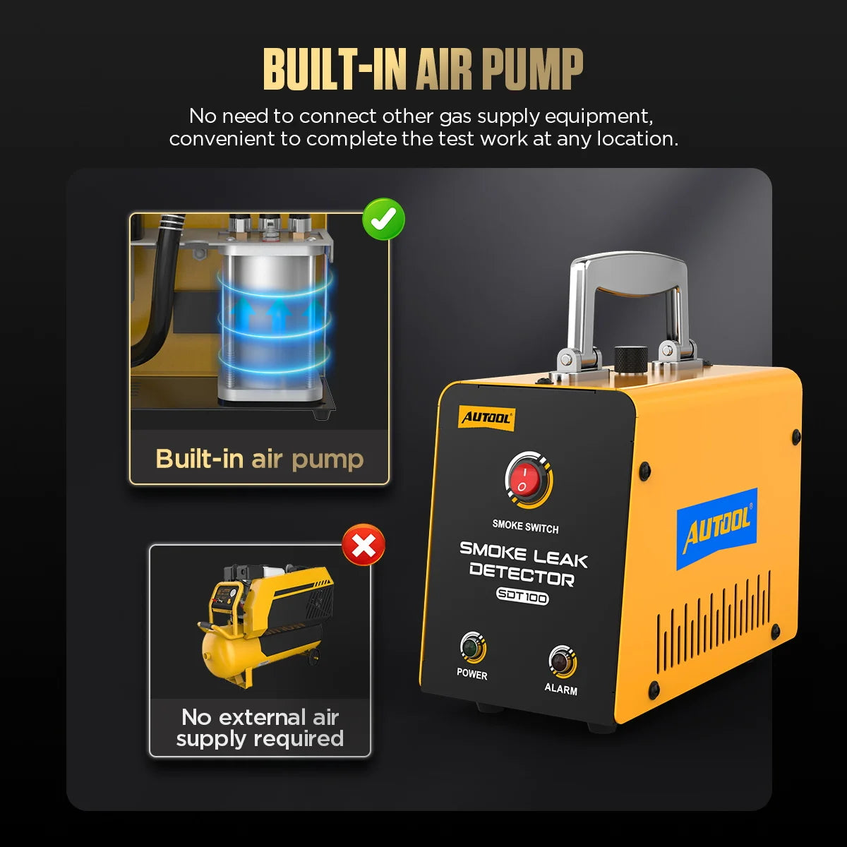 DIY Tool Center™ SDT100 Automotive Smoke Leak Detector for EVAP Smoke Tests Car Sealing Test Vacuum Leakage Diagnostic Tool