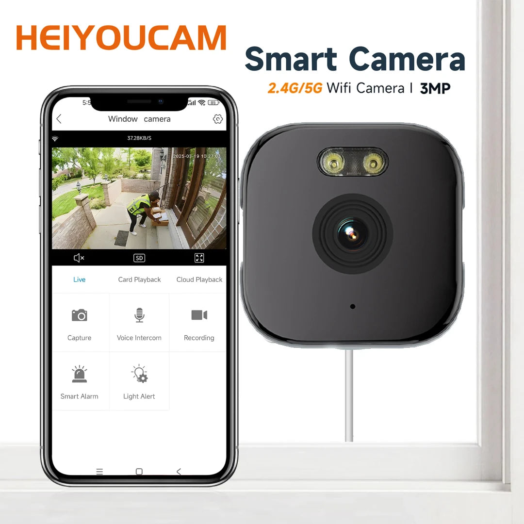 DIY Tool Center™ HEIYOUCAM Window Camera - Replaces Outdoor Cameras | 2.4/5GHz Wi-Fi