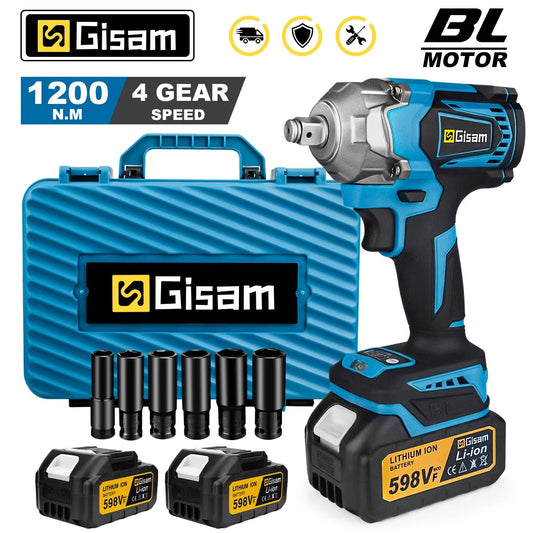 DIY Tool Center™ Professional 1200N.M Brushless Cordless Impact Wrench 1/2"