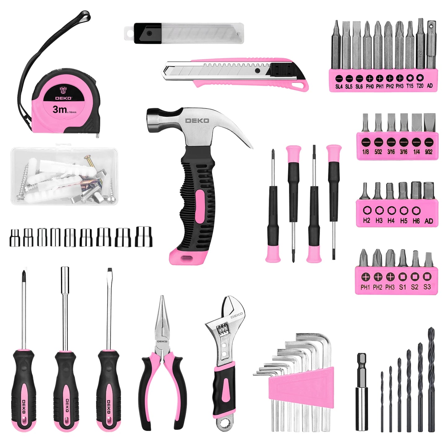 DIY Tool Center™ 126Pcs Power Tool Combo Kits with 8V Cordless Drill,10MM 3/8'' Keyless Chuck,Professional Home Household DIY Hand Tool Kits